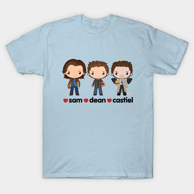 Love Sam, Dean & Castiel T-Shirt by KYi